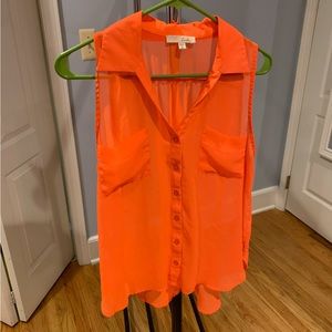 Lush Size M orange translucent shirt